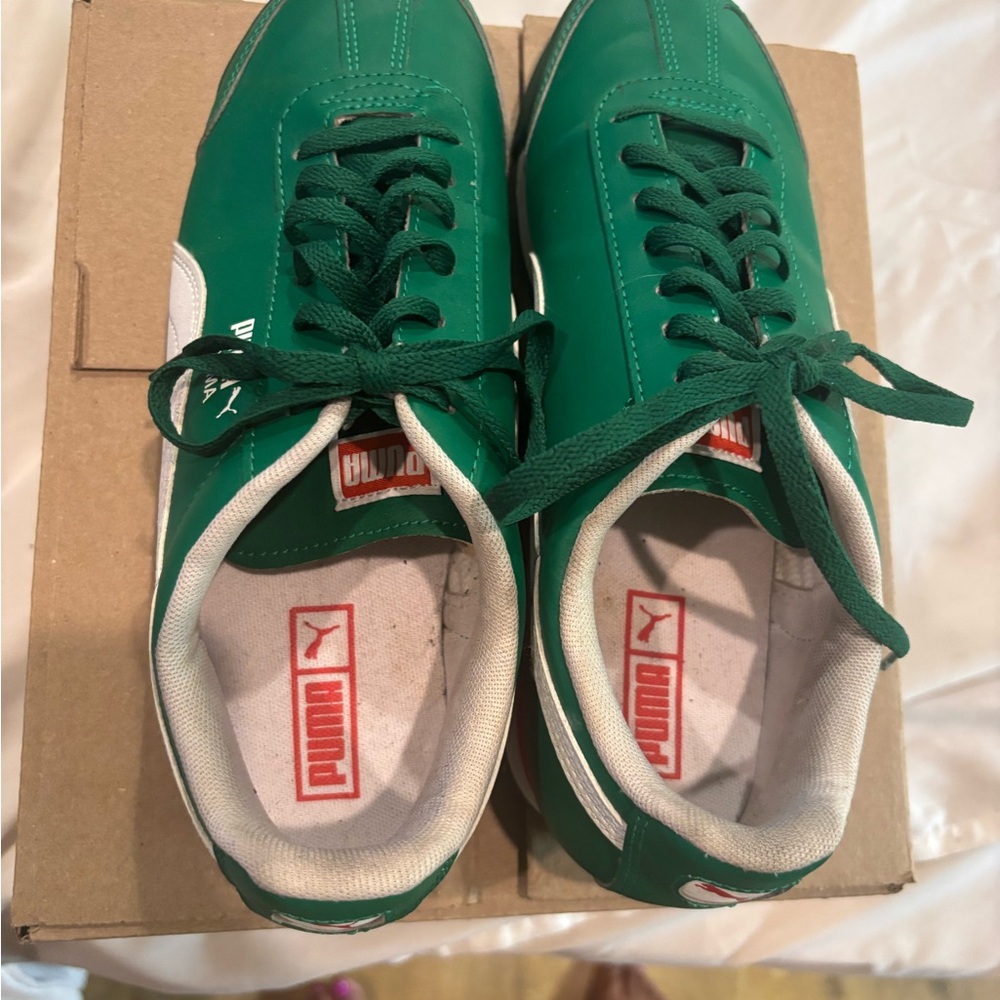 Puma Emerald Green Sneakers with White Accents